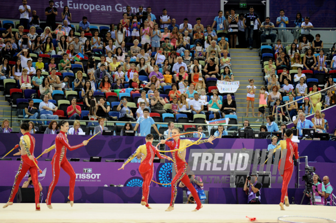 İlk Avropa Oyunları çərçivəsində gimnastika üzrə yarışların növbəti mərhələsi davam edir. Bakı, Azərbaycan, 17 iyun 2015